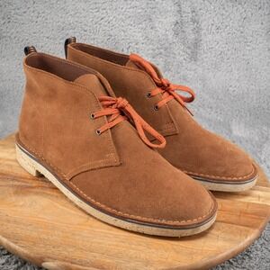 Clarks Chukkas Boots Shoes Mens 10 M Suede Brown Whiskey Cognac Lace Comfort